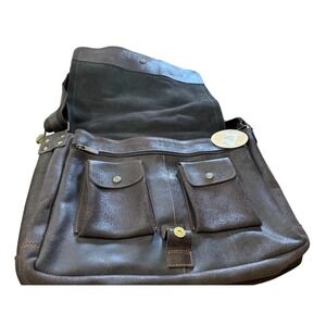 David King & Co Boston Dark Brown Full Grain Leather Messenger Bag Crossbody NEW
